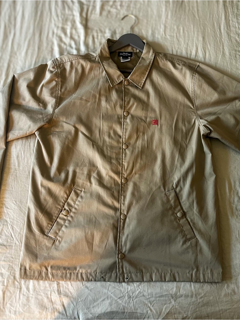 FlipTheScript Japan Men's Tan Coach Jacket w/ Geisha embroidery